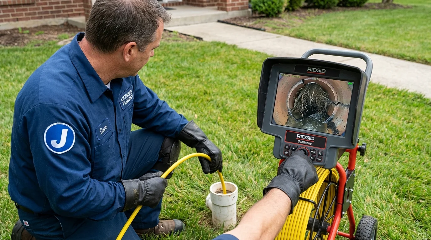 Sewer camera inspection being performed by Johns Plumbing LLC in Culver