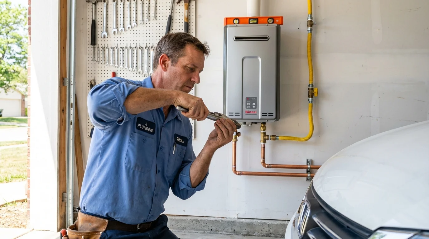 Tankless water heater installation by a Johns Plumbing LLC plumber in Culver